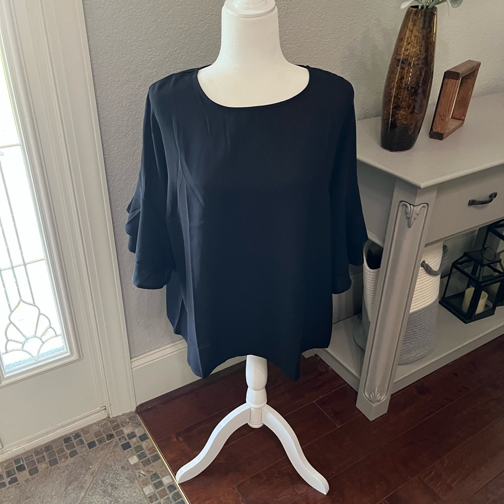 Black Blouse with flutter sleeve size XL